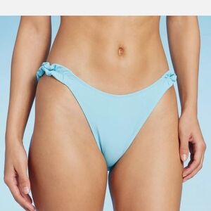 Wild Fable Ruffle Strap High Leg Cheeky Light Blue Bikini Bottom Size Medium
